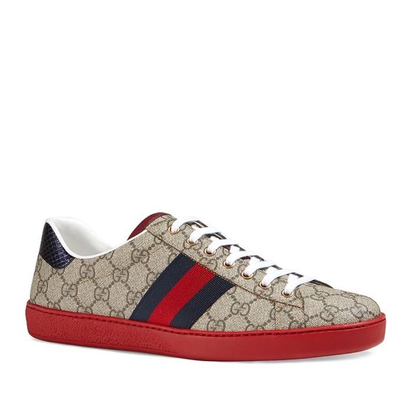 Gucci Ace Supreme GG Guccissima Logo Web Stripe Flat Sneakers Shoes
